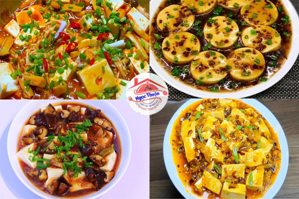 Đậu hũ non sốt nấm chay