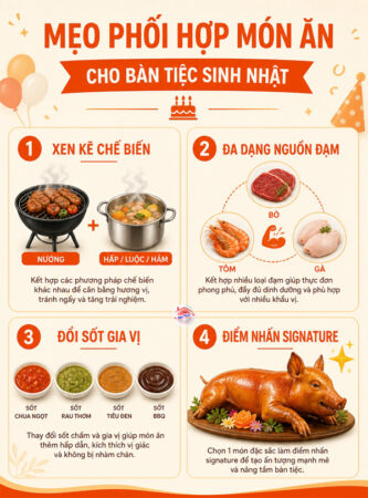 4 mẹo phối hợp món ăn cho bàn tiệc sinh nhật