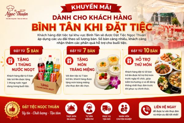 Khuyến mãi dành cho khách hàng Bình Tân khi đặt tiệc