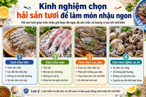 Kinh nghiệm chọn hải sản tươi để làm món nhậu ngon Kinh nghiệm chọn hải sản tươi để làm món nhậu ngon