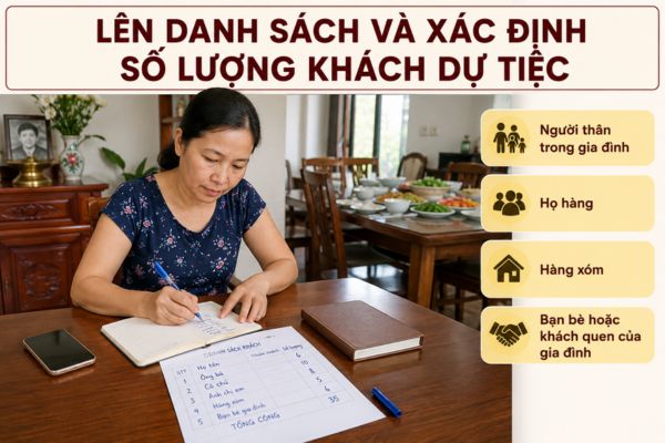 Lên danh sách và xác định số lượng khách dự tiệc