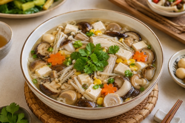 Súp nấm chay.