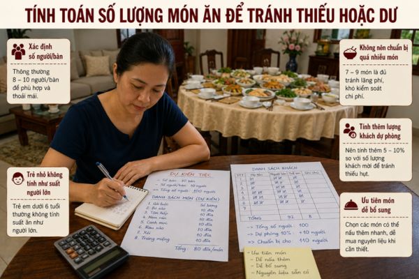 Tính toán số lượng món ăn để tránh thiếu hoặc dư