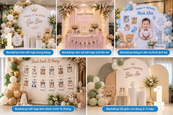 Cách trang trí backdrop thôi nôi đơn giản mà vẫn đẹp