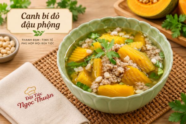 Canh bí đỏ đậu phộng
