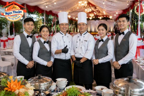Đầu bếp và nhân viên phục vụ theo từng buổi tiệc