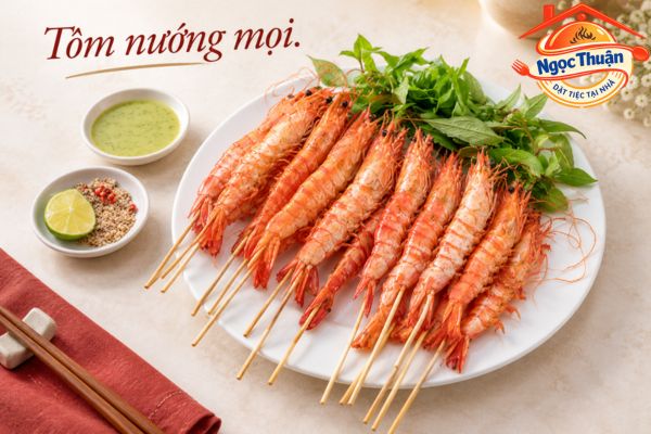 Tôm nướng mọi. Tôm nướng mọi.